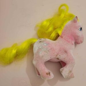 Charming Pink and Yellow Stuffed Pony